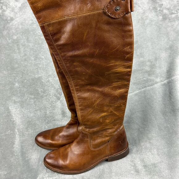 Frye Size 7.5 Womens Brown Leather Shirley OTK Over the Knee Riding Boots - Picture 6 of 13